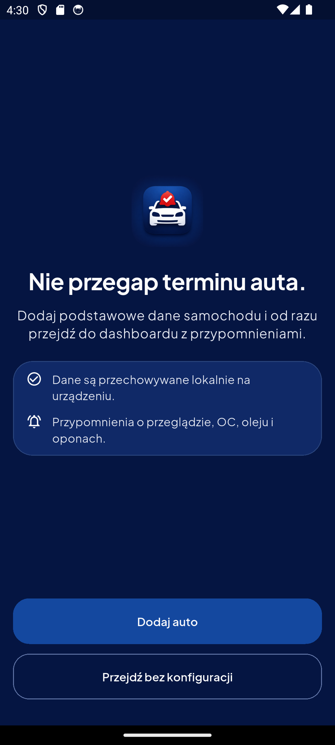 Ekran powitalny AutoPilot