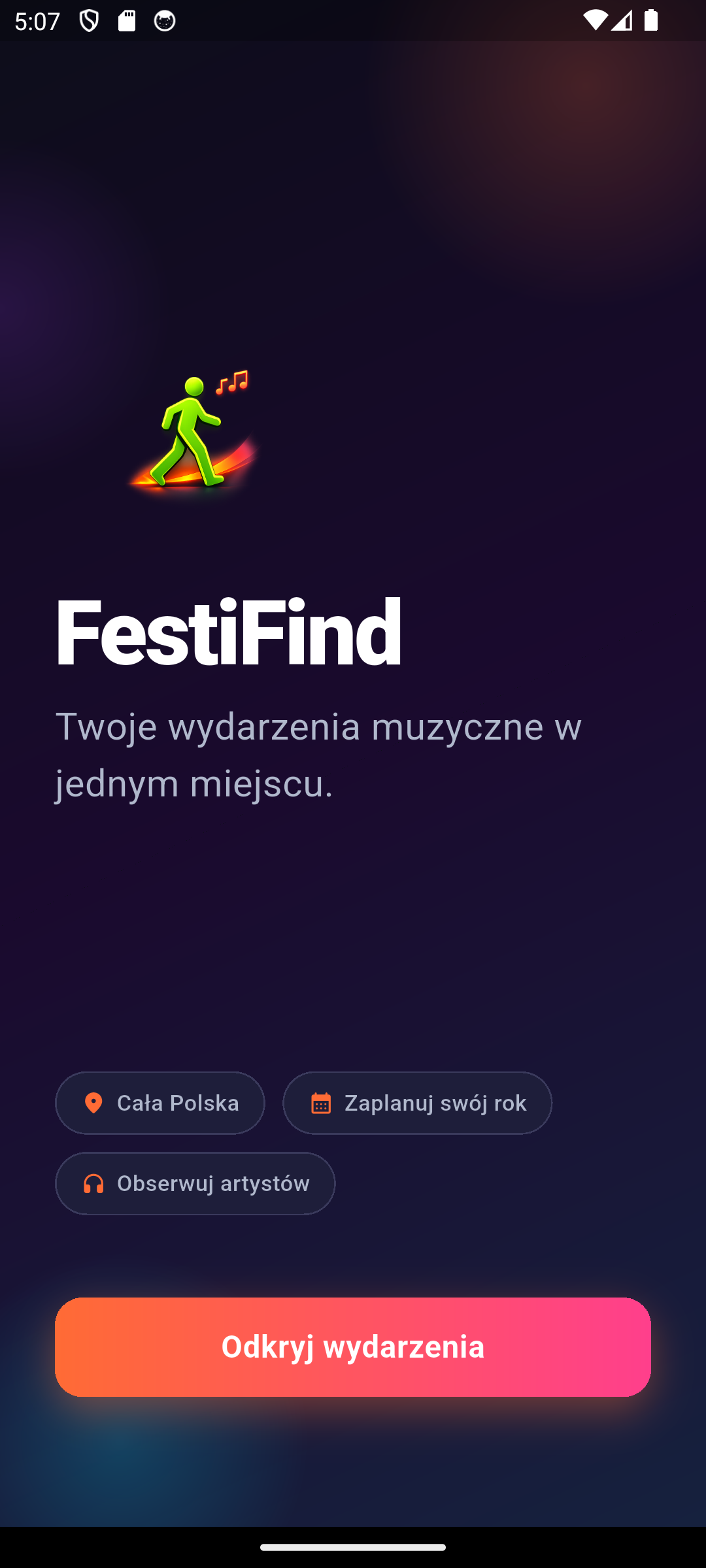 Ekran powitalny FestiFind